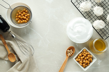 Aquafaba, concept of vegan food and cuisineの写真素材