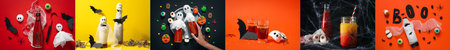 Collage of photos for Halloween accessories conceptの写真素材