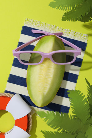 Juicy and tasty summer time fruit concept - melonの写真素材