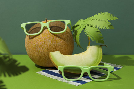 Juicy and tasty summer time fruit concept - melonの写真素材