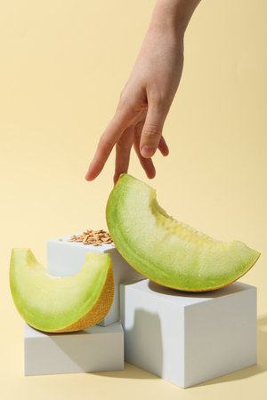 Juicy and tasty summer time fruit concept - melon
