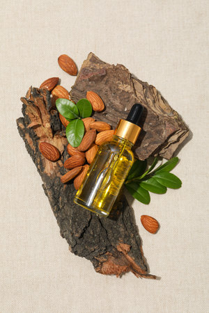 Skin care and body care concept - almonds, almond oilの写真素材