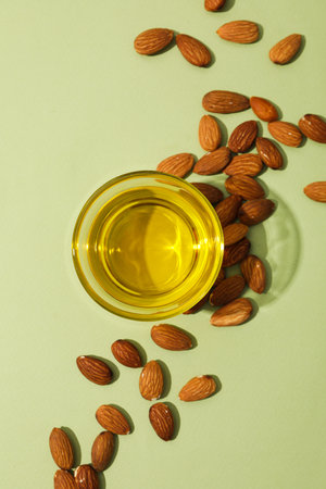 Skin care and body care concept - almonds, almond oilの写真素材