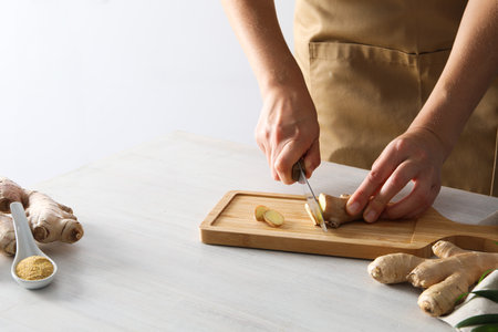 Seasoning and spices concept - ginger, homemade seasoningの写真素材