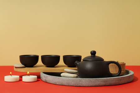 Cozy and tasty hot drink concept - asian tea