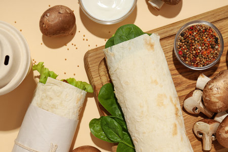 Tasty fast or homemade food concept - delicious shawarma