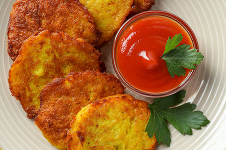 Lunch tasty food concept - delicious hash browns
