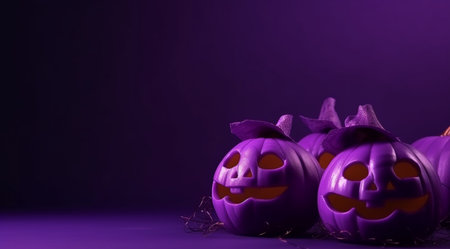 Decorations for Halloween in purple tones, created with Generative AI technology.の素材