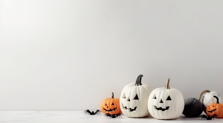 Decorations for Halloween, pumpkins, created with Generative AI technology.の素材