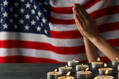 Concept of sadness and sorrow - sorrow candlesの写真素材