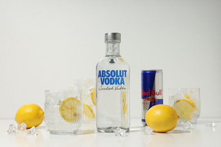 Odessa, Ukraine, 08/29/23: Absolut vodka, alcohol drinkのeditorial素材