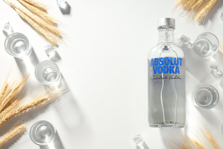 Odessa, Ukraine, 08/29/23: Absolut vodka, alcohol drinkのeditorial素材