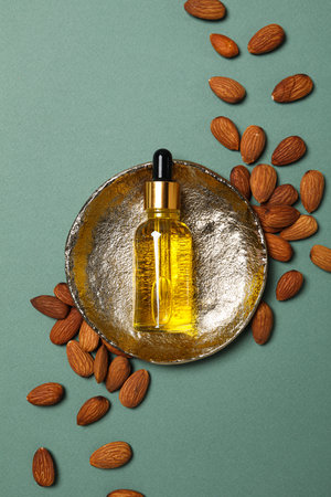 Skin care and body care concept - almonds, almond oilの写真素材