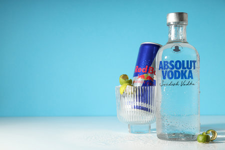 Odessa, Ukraine, 08/29/23: Absolut vodka, alcohol drinkのeditorial素材