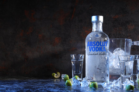 Odessa, Ukraine, 08/29/23: Absolut vodka, alcohol drinkのeditorial素材