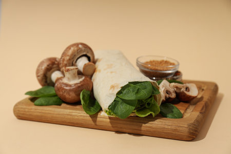 Tasty fast or homemade food concept - delicious shawarmaの写真素材