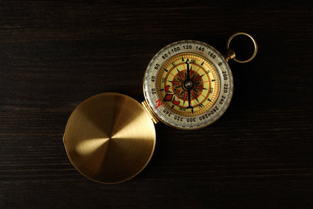 Sea travel concept. Vintage compass on the tableの写真素材