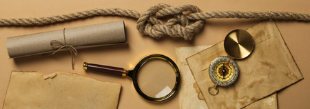 Columbus Day. Vintage accessories for sea voyagesの写真素材