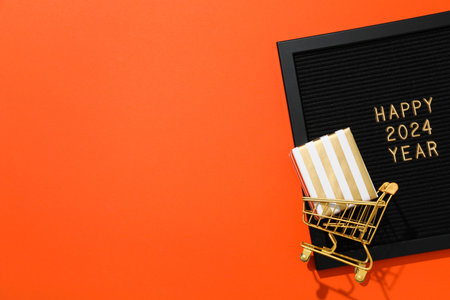 The concept of celebrating the New Year, black card 2024