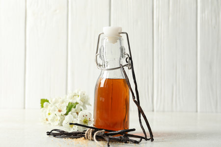 Concept of aromatherapy with aromatic vanilla extractの写真素材