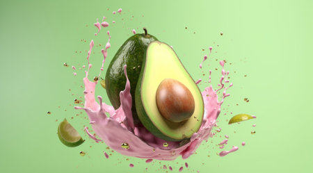Avocado, fresh avocado, created with Generative AI technologyの素材