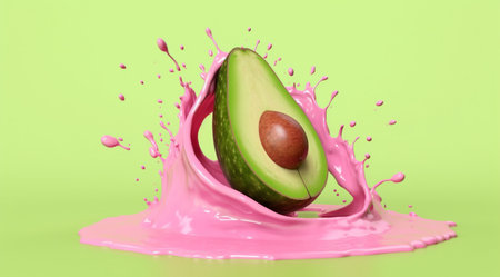 Avocado, fresh avocado, created with Generative AI technologyの素材