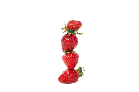 PNG, strawberries on top of each other, isolated on white background
