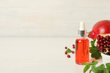 Self care and skincare products concept - pomegranate cosmeticsの写真素材