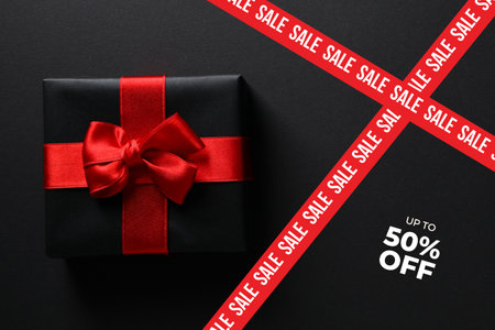 Black Friday poster design in dark tones.の写真素材