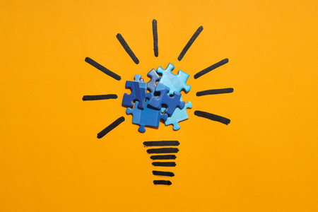 Puzzles, composition for different concepts and ideasの写真素材