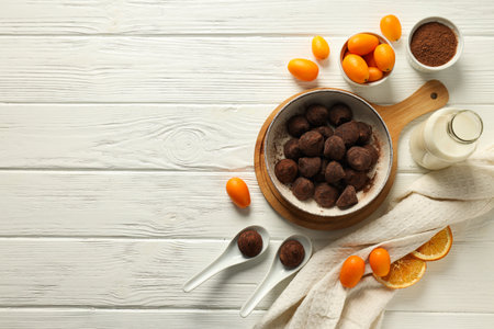 Chocolate truffles, concept of delicious sweet foodの写真素材