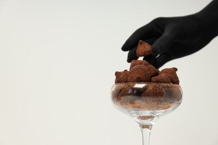 Chocolate truffles, concept of delicious sweet foodの写真素材