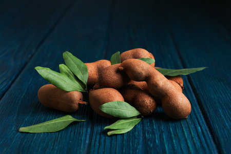 Tamarind fruit, concept of delicious food, fresh tamarindの写真素材