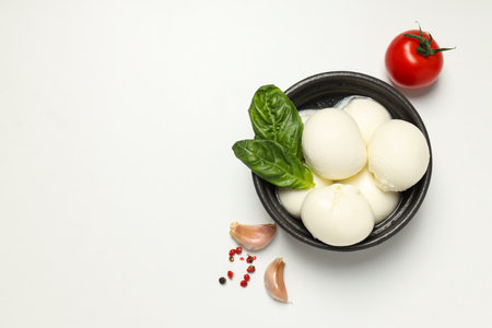 Mozzarella cheese, concept of tasty dairy productsの写真素材