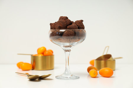 Chocolate truffles, concept of delicious sweet foodの写真素材