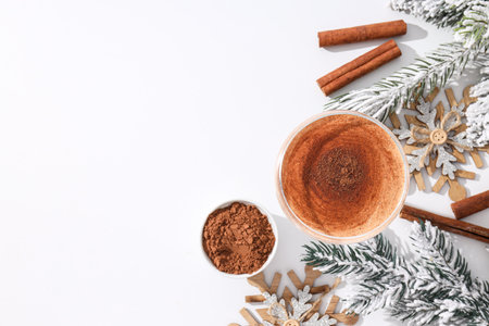 Eggnog, Christmas drink, traditional drink for Christmas holidayの写真素材