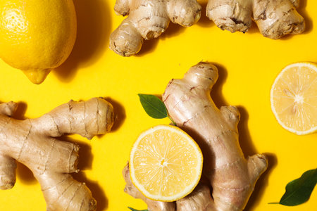 Seasoning and spices concept - ginger, homemade seasoningの写真素材