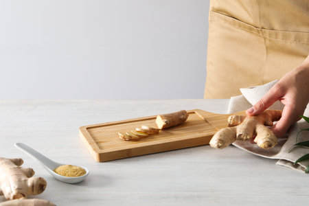 Seasoning and spices concept - ginger, homemade seasoning