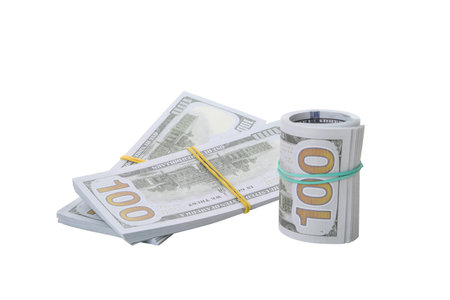 PNG, Stacks of American cash money, isolated on white background