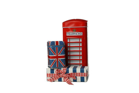 PNG, telephone booth United Kingdom, isolated on white background.の写真素材