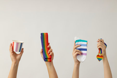 A symbol of homosexual orientation in the hands of women.の写真素材