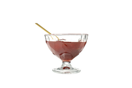PNG,Strawberry jam in a glass, isolated on white backgroundの写真素材
