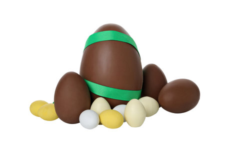 PNG,Chocolate eggs, isolated on white backgroundの写真素材