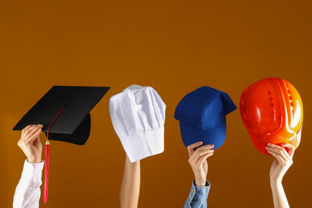 The concept of choosing a profession, things in the hands of women.の写真素材