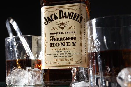 Ukraine, Kyiv, 01.11.2023,jack daniels whiskey with staan ââand iceのeditorial素材
