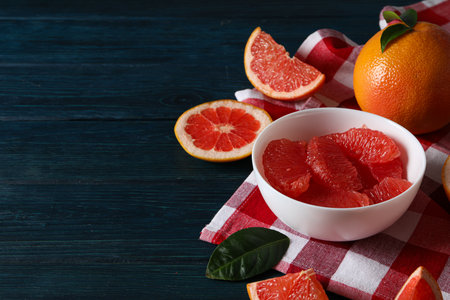 Juicy summer fruit - grapefruit, concept of fresh foodの写真素材