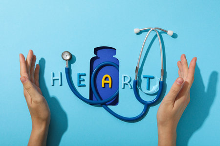 The concept of treatment of heart disease with drugs prescribed by a doctor.の写真素材