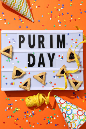 The concept of the holiday Purim, with traditional symbols.の写真素材