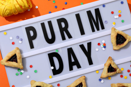 The concept of the holiday Purim, with traditional symbols.の写真素材