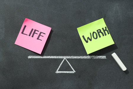 Work-life balance concept, drawing on a blackboard.の写真素材